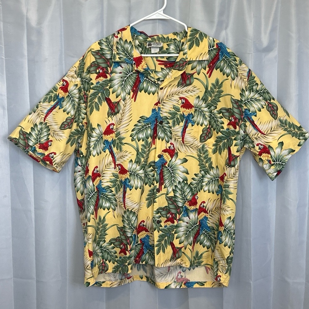 Aloha Republic Tropical Parrot Print Men's Hawaiian Shirt Size XXL
